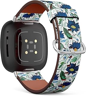 CJBROES Replacement Leather Watch Band, Compatible with Fitbit Versa 3 and Fitbit Sense of Wristband Bracelet Accessory - Floral Ukrainian