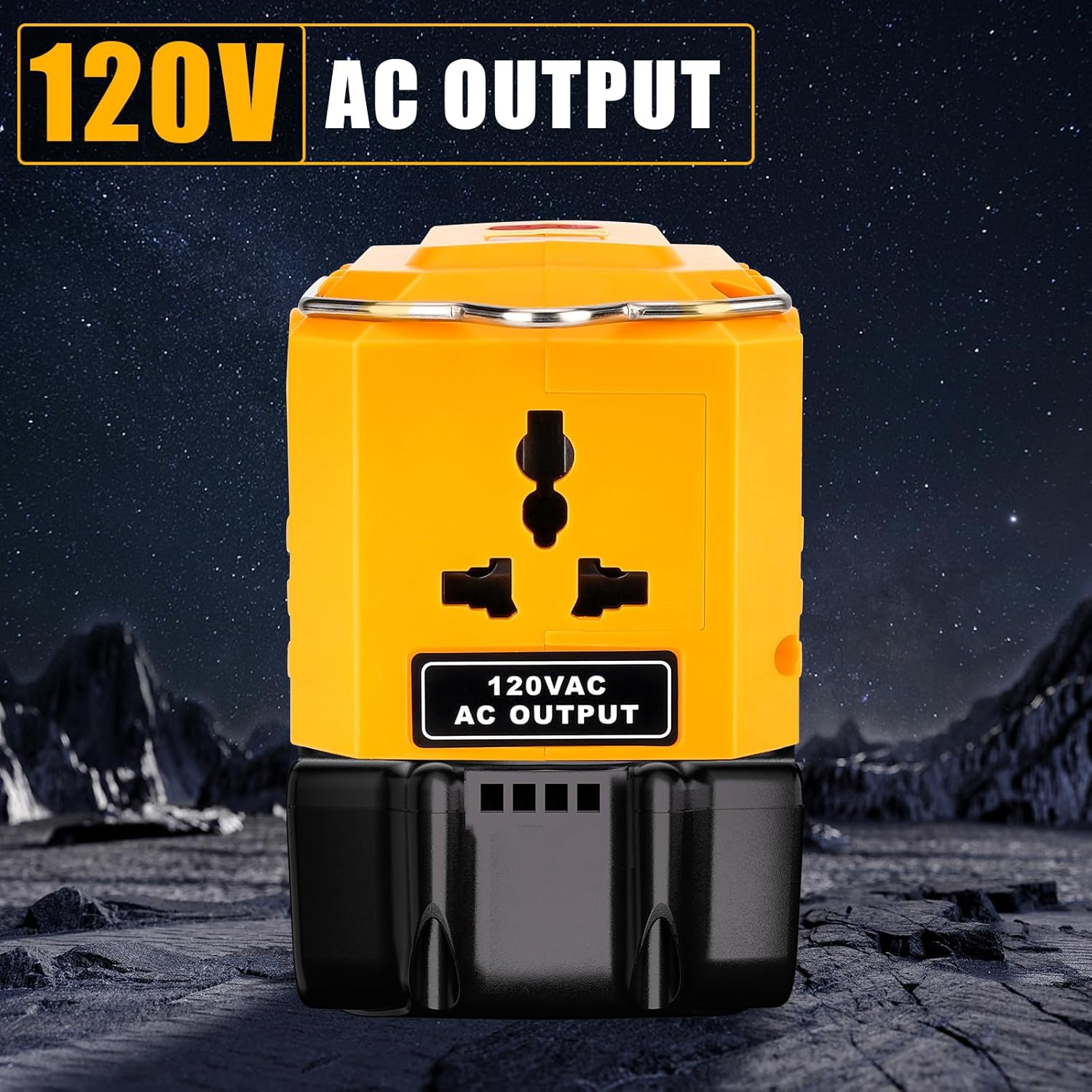 Hipoke Power Inverter for Dewalt 20V MAX Li-ion Battery, 20V to 120V Adapter with USB Port, Type-C Port and 280LM LED Light, 200W DC to AC Voltage Converter for Camping Emergency(Tool Only)