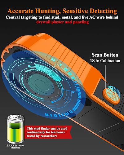 Miniatura 3 de Escáner de pared 6 en 1, herramienta de escáner de pared mejorada para detectar paneles de yeso, cables de CA de metal de madera con sensor Amarillo