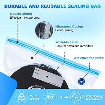 AGPTEK 3D Printer Filament Storage Bags with Air Pump11.813.4 (20 Pack)