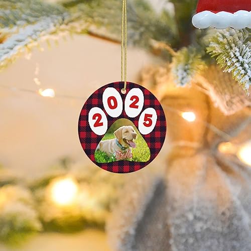 Miniatura 46 de Adornos personalizados para perro para árbol de Navidad 2024 con imagen de perro, foto nombre, adorno personalizado para gatos y mascotas, Photo6