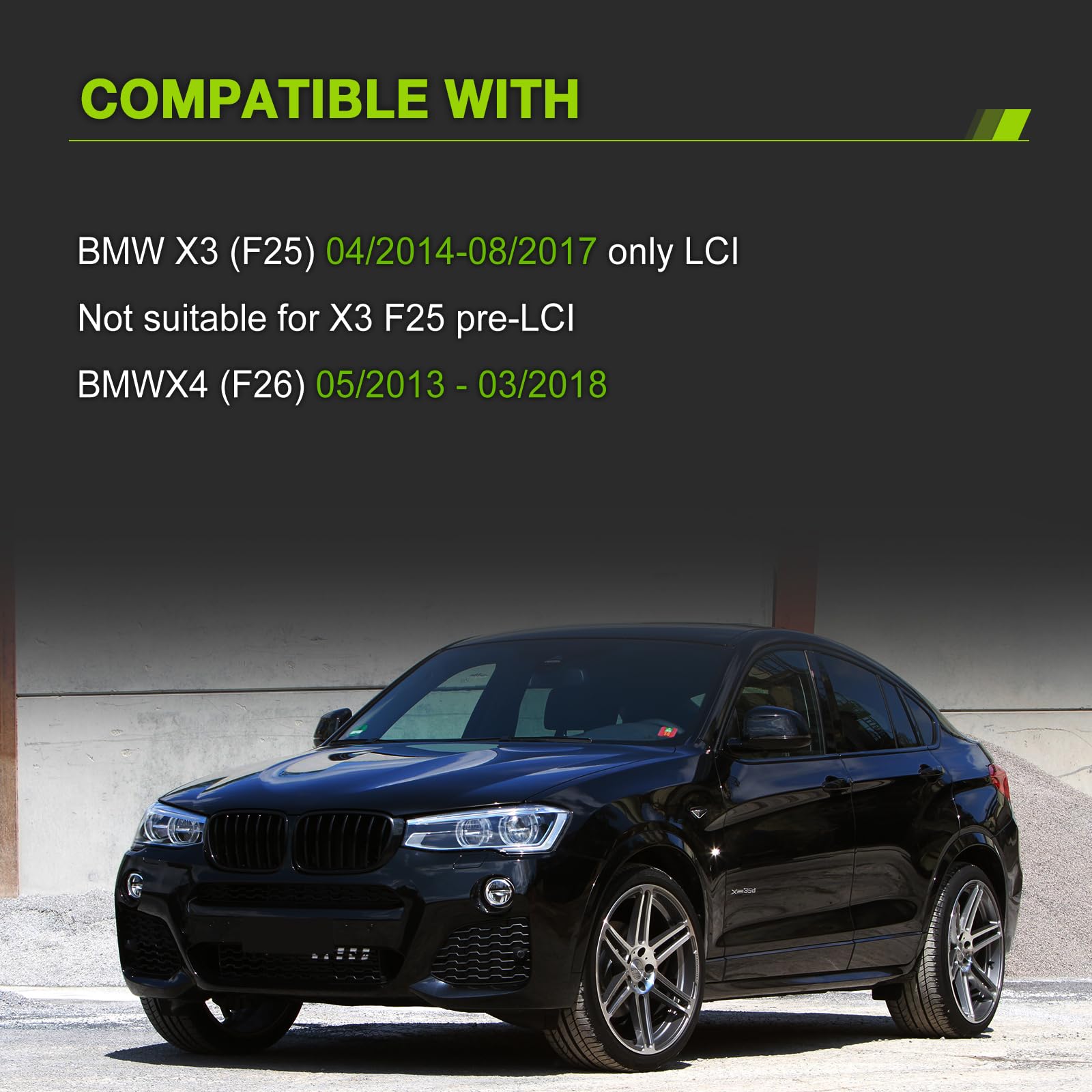 Nieren Passend für BMW X3 F25 2014-2017 only LCI BMW X4 F26 2013-2018 Grill Glanz Schwarz Doppelsteg Kühlergrille