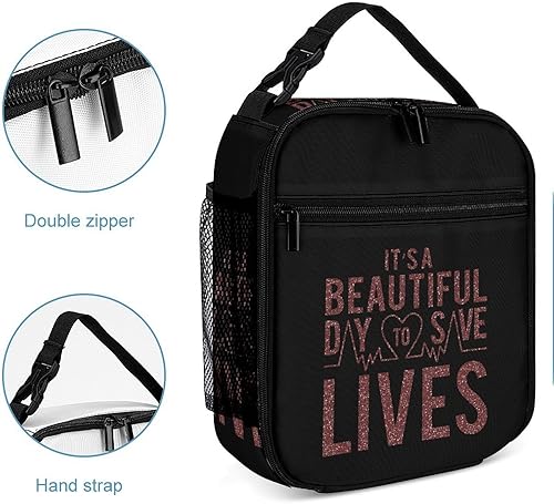 Miniatura 5 de It's A Beautiful Day to Save Lives Insulated Lunch Bag for Women Men Reusable Lunch Box Tote Bag for Work Travel