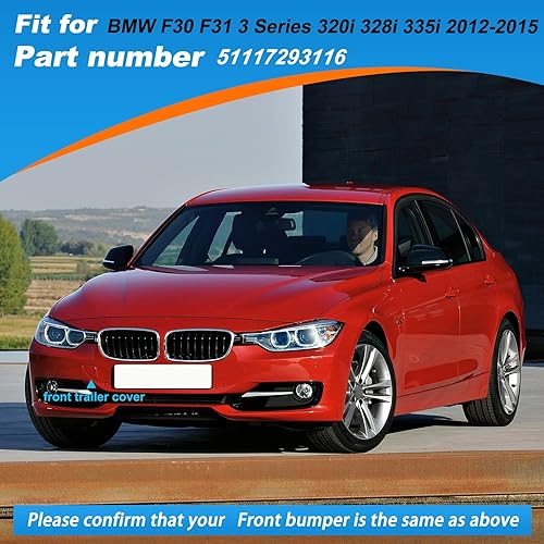 Miniatura 3 de CZShiYue Cubierta de gancho de remolque de parachoques delantero para BMW F30 F31 3 Series 320i 328i 335i 2012 2013 2014 2015 51117293116 (plateado,