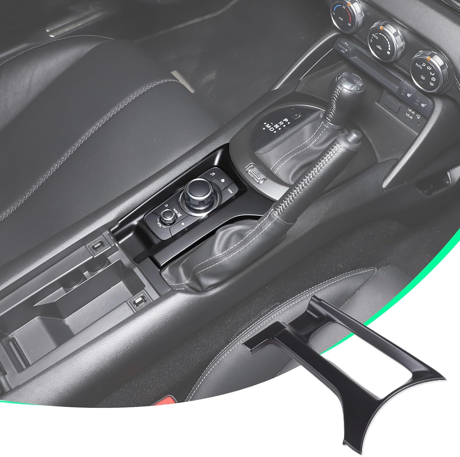 Center Console Gear Shift Button Panel Trim Frame Compatible with Mazda MX-5 Miata ND 2016-2025 ABS Center Console Multimedia Knob Panel Trim Cover (Carbon Fiber Pattern)