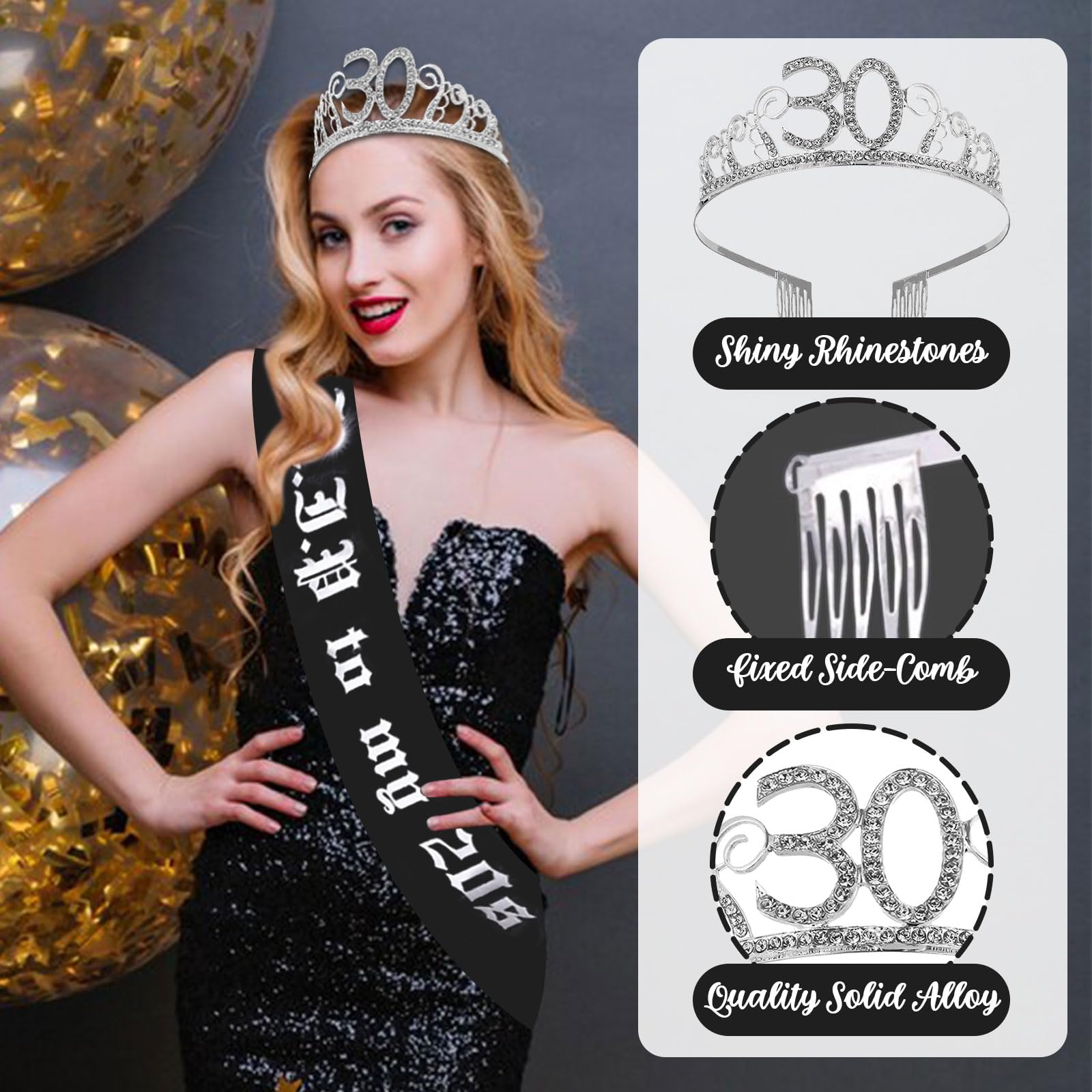 30. Geburtstag Schärpe – 'Rip To My 20s' Satin-Schärpe, Schwarz, 165 X 9,4 Cm, Für Damen & Herren