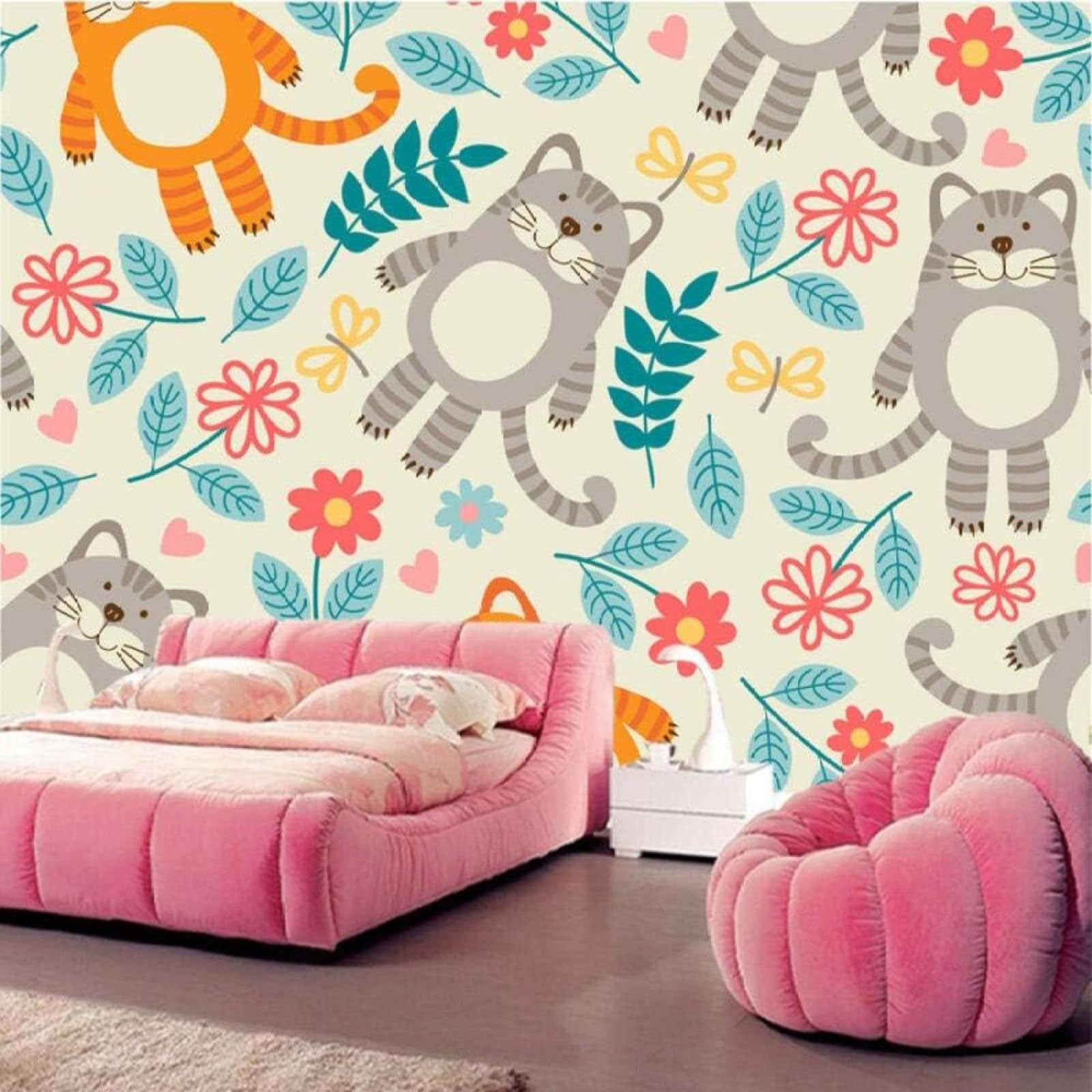 Papel pintado de plantas y gatos 400x280 cm para tapar imperfecciones
