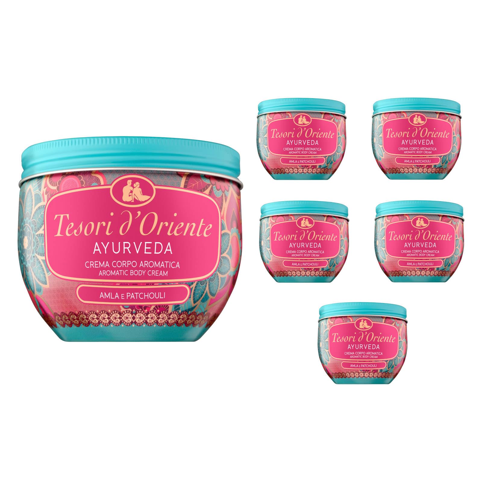 Tesori dOriente Creme Körpercreme Ayurveda Aloe Vera Calendula cream zarte Haut aromatische Körpercreme 6x 300 ml, Wellness-Rituale für Körper & Sinne