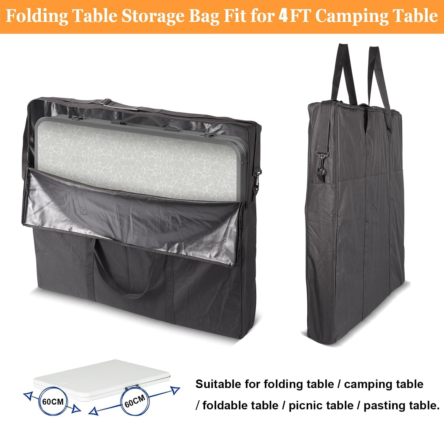 Borsa portaoggetti pieghevole impermeabile per tavolo da campeggio 1,2 m con tracolla