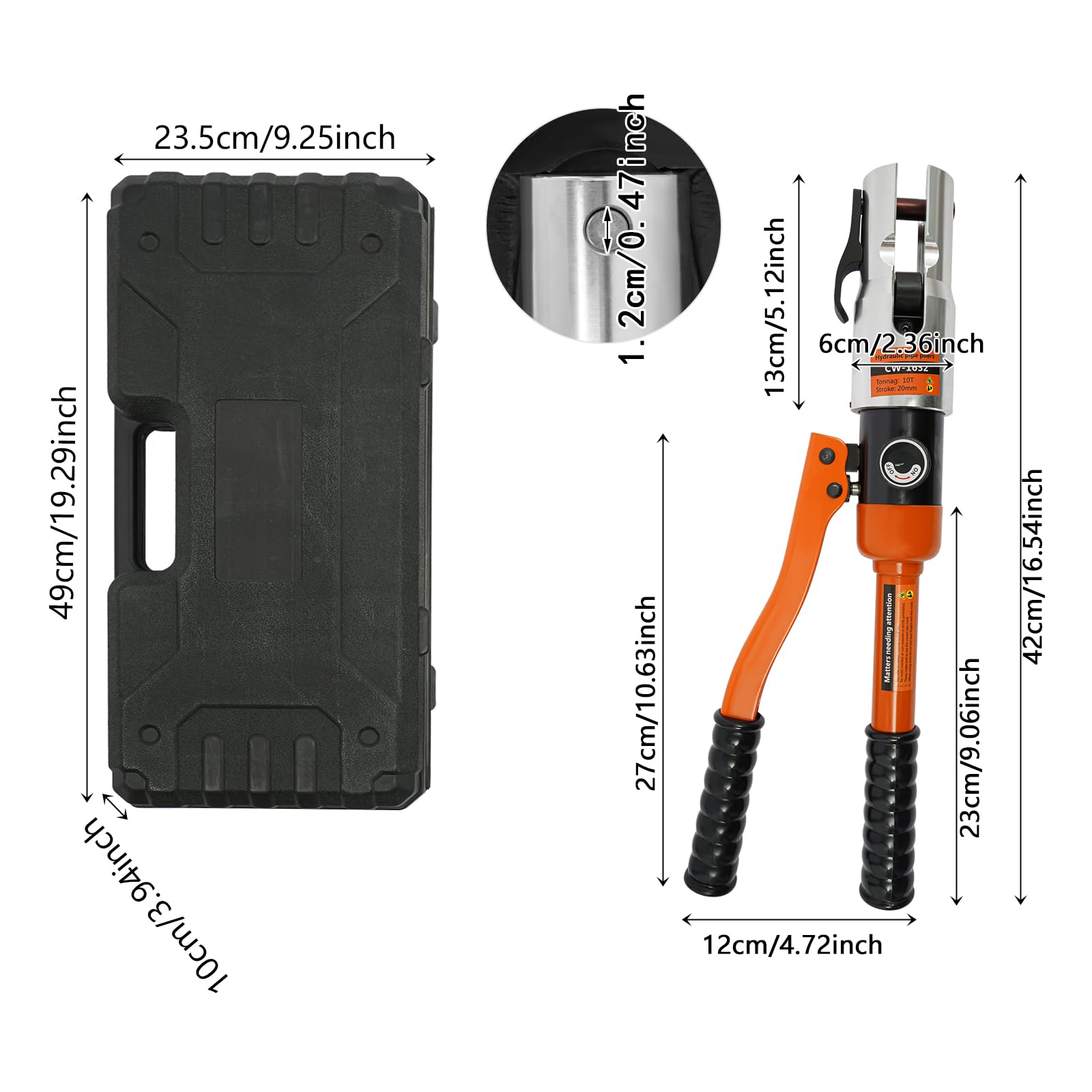 Crimpadora hidráulica de cobre crimpado herramienta de prensado 10T con 7 mandíbulas, kit portátil de engarzado para tubo 12-28mm, herramientas de trabajo fontanería ajustable naranja, caja