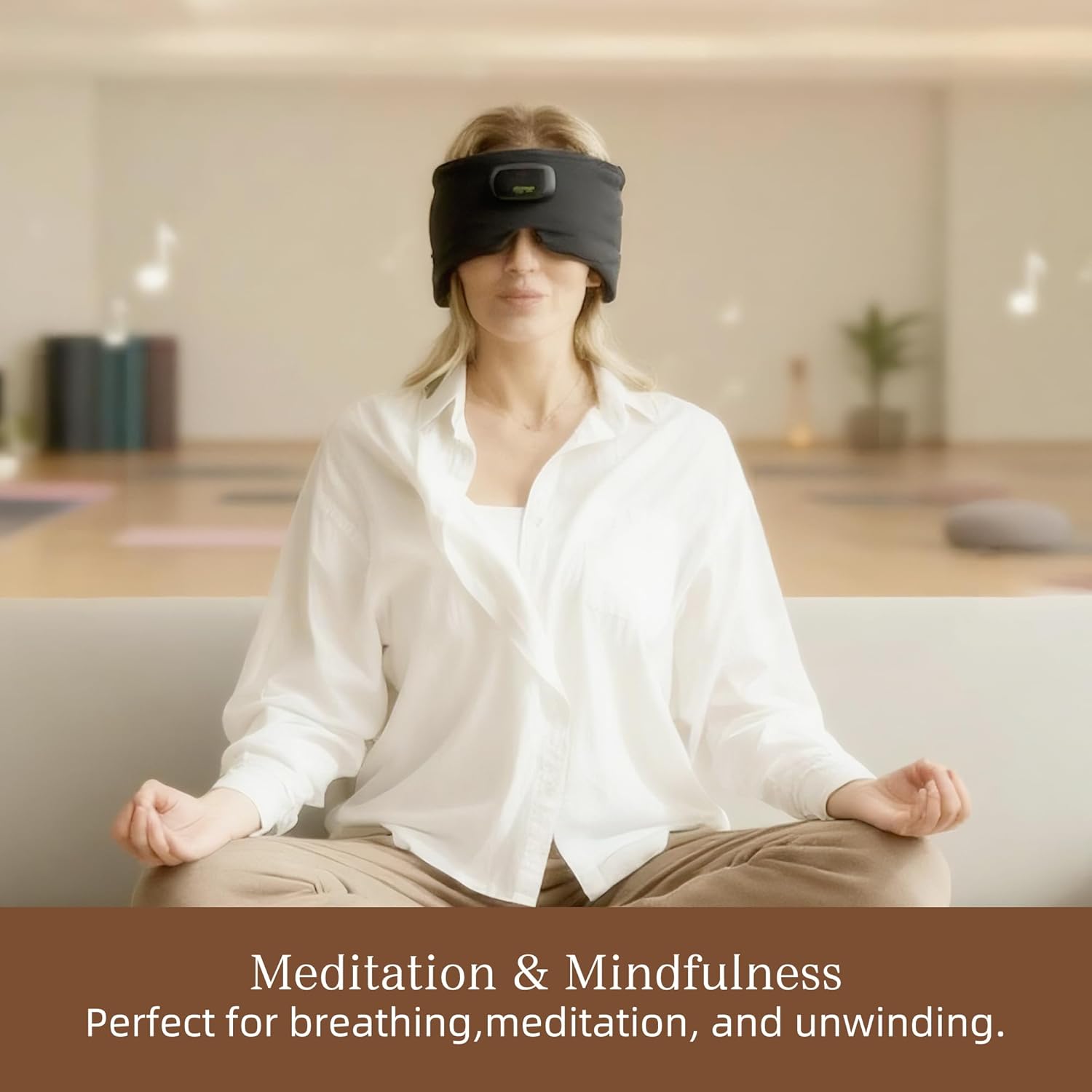 Bluetooth Sleep Eye Mask with Heat – Washable Matte Stretch Fabric, 3 Heat Levels & 15/30/45 Min Timer, Ultra-Thin Speakers, Bluetooth Headphones, Relaxation Gift for Men & Women