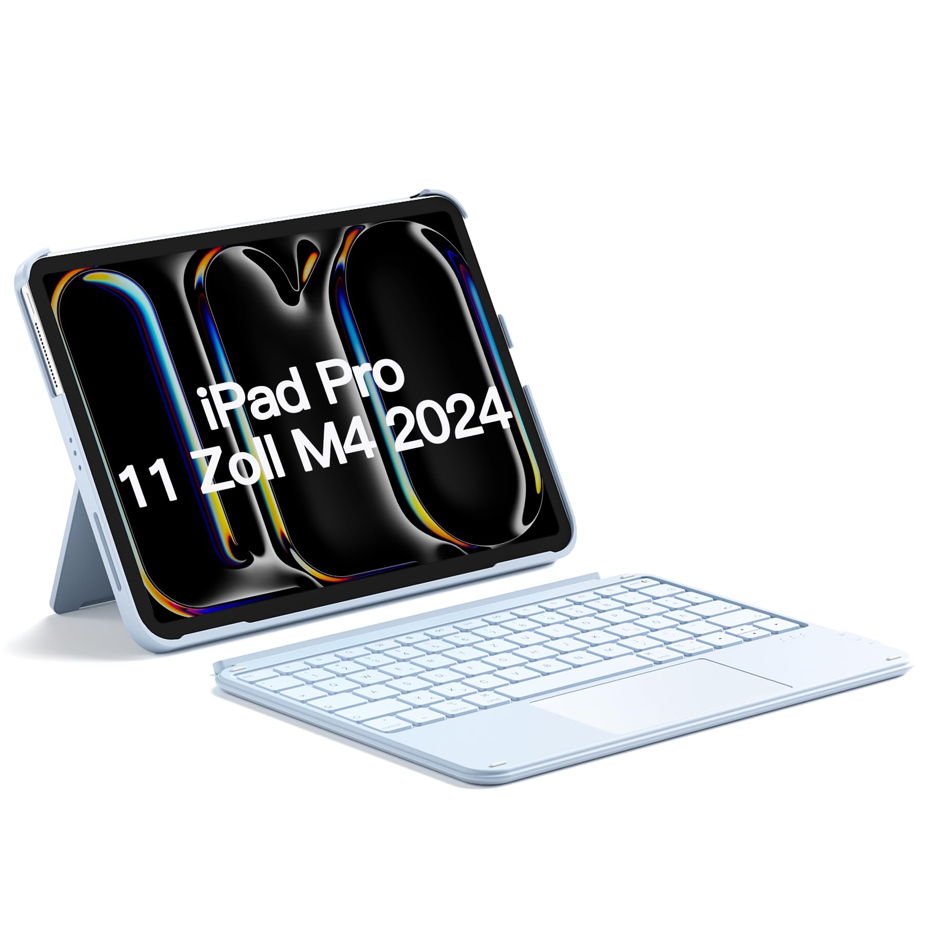 Inateck Hülle mit Tastatur für iPad Pro 11 2024, ACE Touch Ultraleichte Tastatur Abnehmbar, mit Touchpad,Hoch-/Querformat Ständer, QWERTZ, KB04122