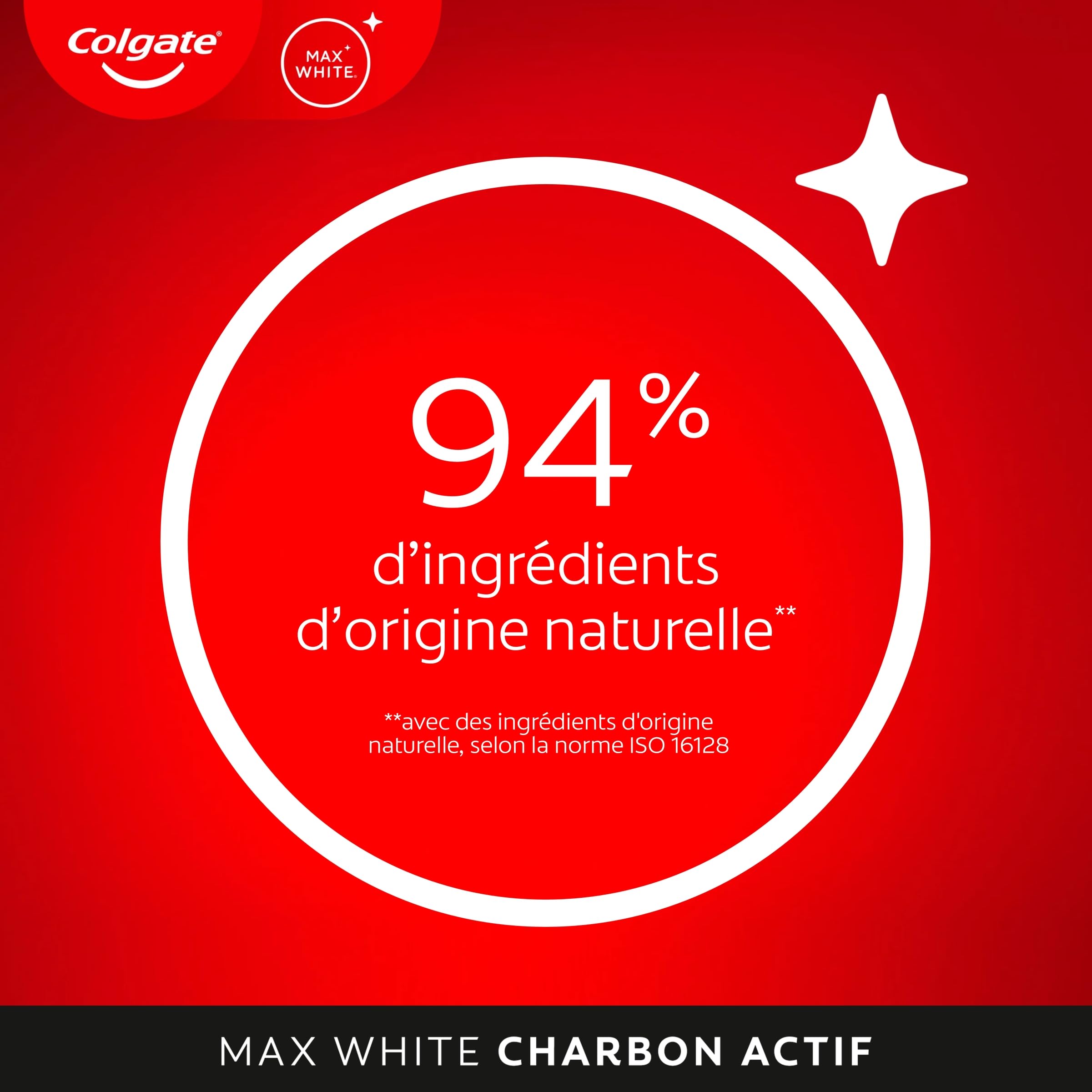 COLGATE - Dentifrice Blanchissant MAX WHITE | Dentifrice au Charbon Actif | Dentifrice Blanchissant | 99 % d'ingrédients d'origine naturelle | Dentifrice COLGATE Lot de 4 x 75ml