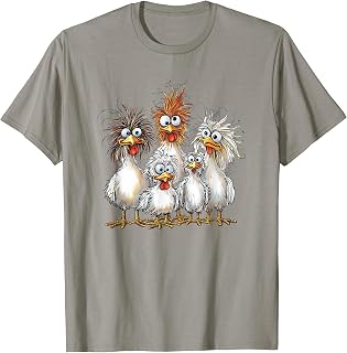 Eagerlys Colorful Funny Chicken Art Crazy Chicken Family T-Shirt