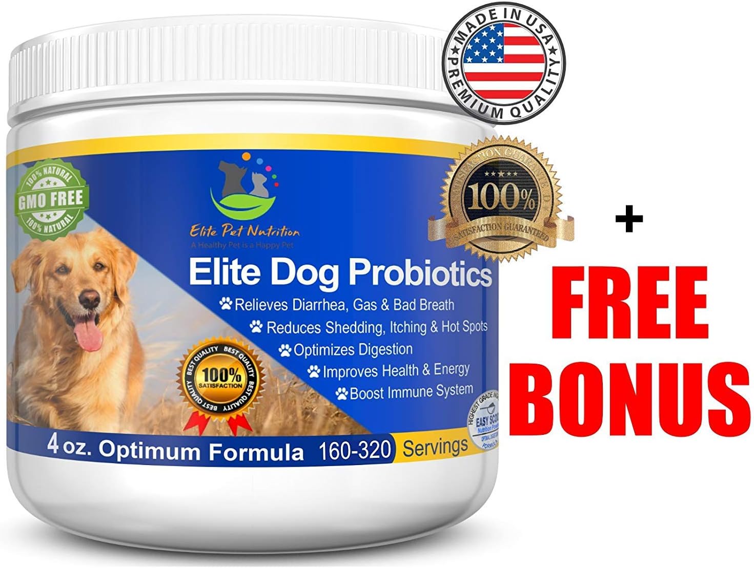 Elite Pet Nutrition Advanced Probiotic for Dogs Elite Dog Probiotics Powder by Veterinarian Recommended - Eliminates Diarrhea, Gas, All…