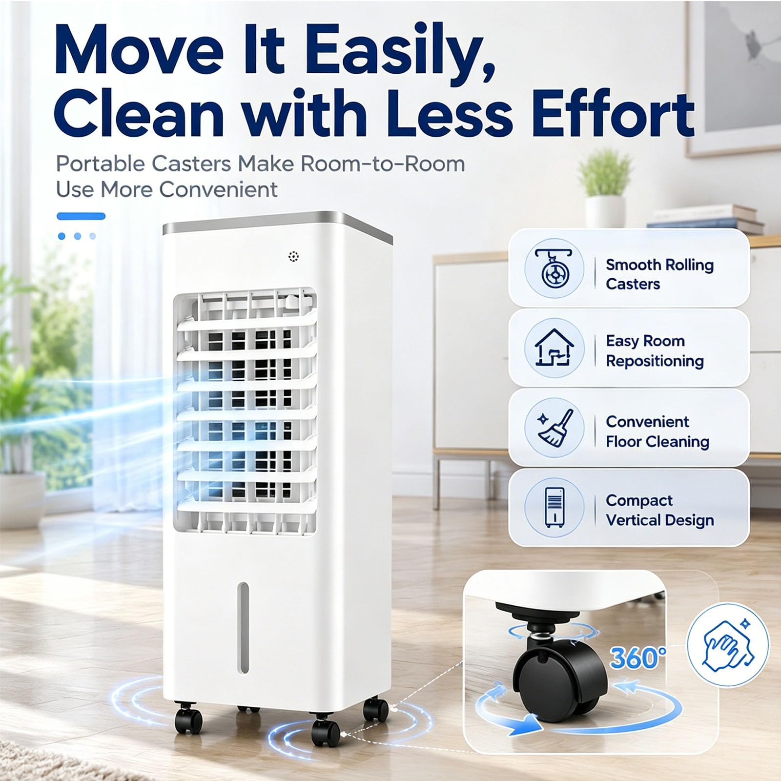 Refrigeratore privato Portatile con Telecomando, 6L Dual Tank & Ice Pac, Ventilatore a 3 velocità, Aria condizionata silenziosa per L'Ufficio della Camera da Letto Home
