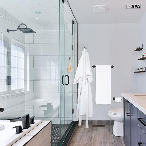 Miniatura 7 de Ilyapa Juego de accesorios de baño negro, juego de 3 piezas de toallero de baño negro mate, barra para toallas, soporte para papel higiénico, anillo