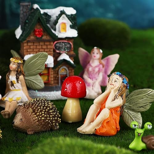 Miniatura 5 de Roowest Kit de 16 piezas de accesorios de jardín, miniaturas de hadas, erizos de resina, figuras en miniatura de hongos pequeños, mini adornos de
