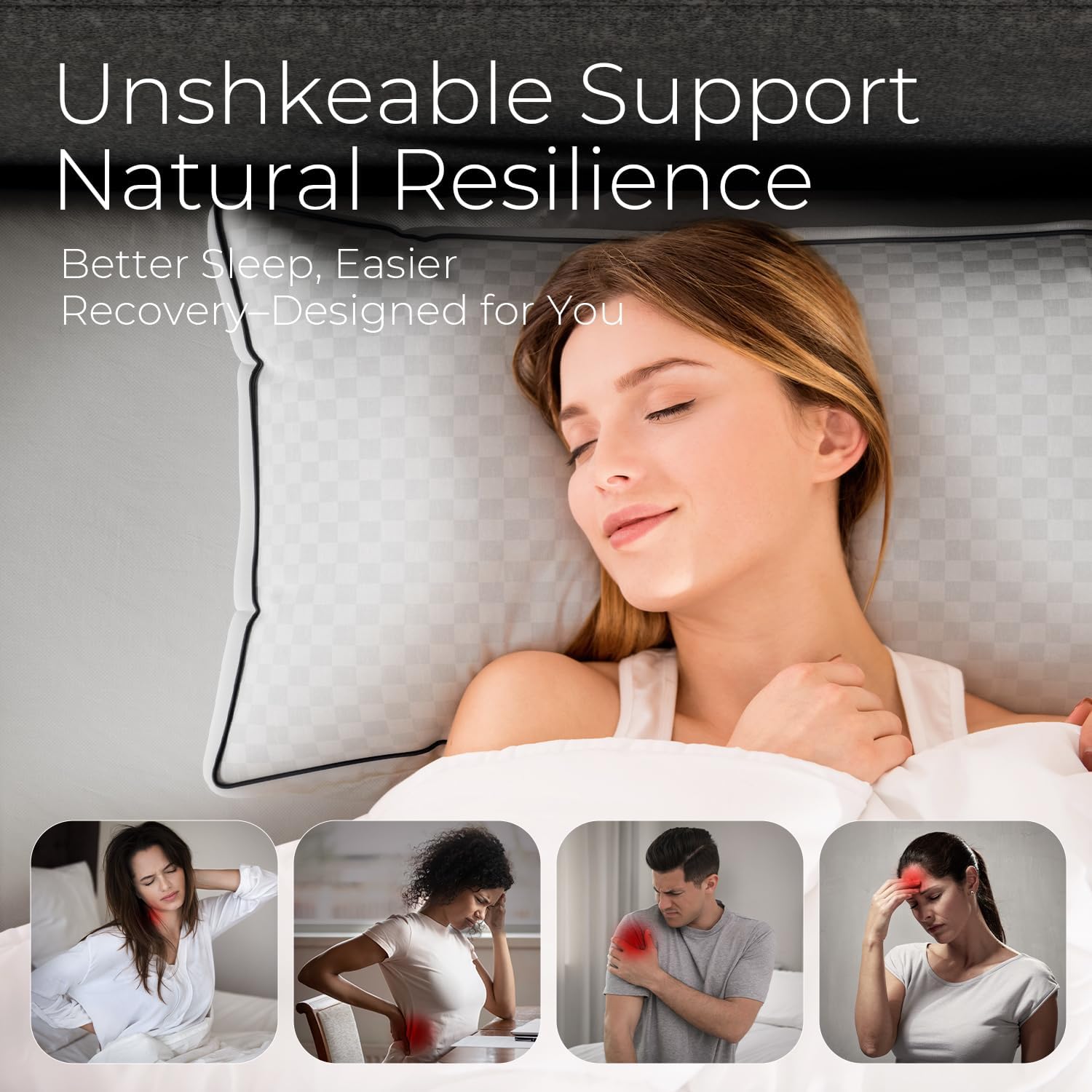 Sweetnight Pillows Queen Size Set of 2, Bed Hotel Pillows, Almohadas para Dormir, Side Back Stomach Sleeper, Relief Neck, Head, Shoulder White Queen