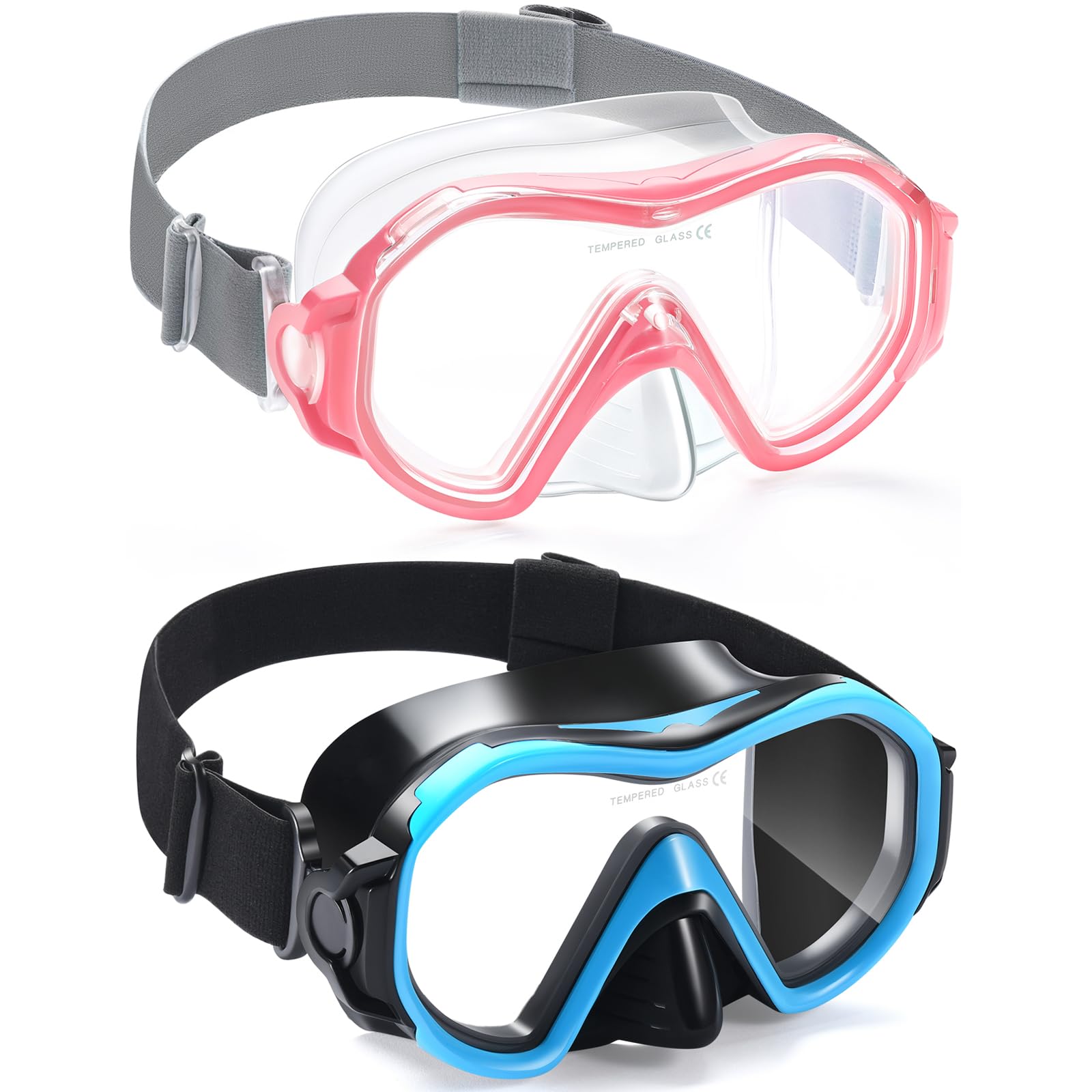 Supertrip Adult Swim Goggles Swimming Goggles with Nose Cover Elastic Fabric Strap Tempered Glass Snorkeling Gear for Adults