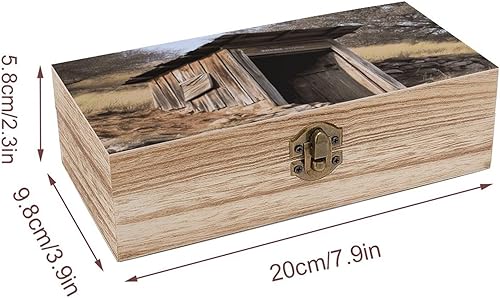Miniatura 2 de Old Ancient Outhouse - Caja de recuerdos grande de madera con tapa con bisagras, pequeñas cajas de almacenamiento de madera decorativas, cajas de