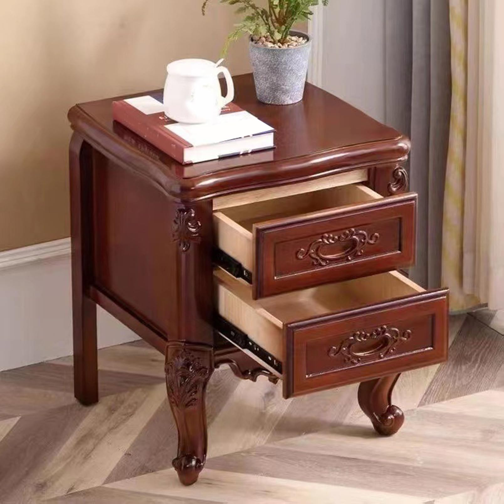 Amazon｜[dhiuebc] マホガニー マリー ナイトテーブル ベッド