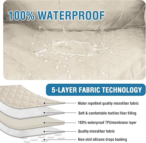 Miniatura 3 de H.VERSAILTEX Funda de sofá reclinable 100% impermeable para 3 asientos, funda de sofá reclinable antideslizante para perro, protector de muebles