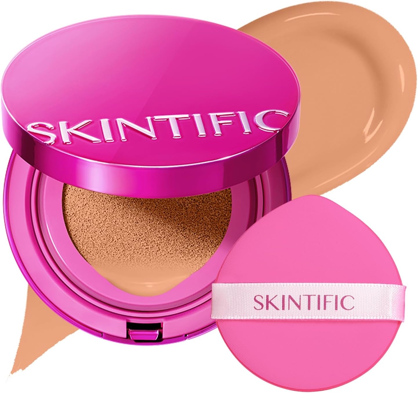 SKINTIFIC Pink Glow Cushion Foundation #03C Cool Petal| Medium Coverage, Natural Glow Finish, Moisturizing for Dry Skin, Lightweight, Long-Lasting & Oxidation-Resistant
