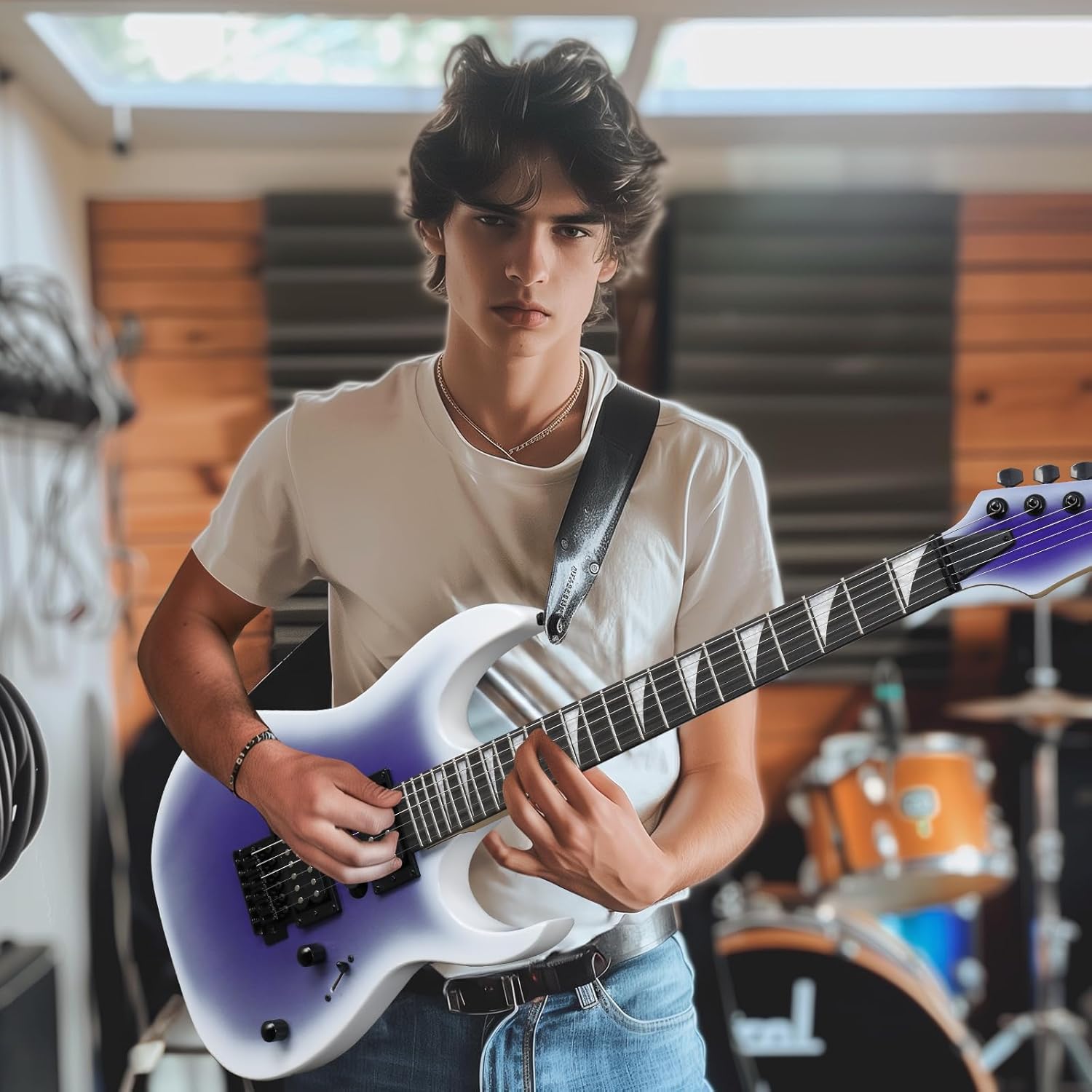 Ktaxon 39" Electric Guitar with 20Watt Amp, Full Size 170 Model Starter Guitar Kit for Beginners & Professionals W/Bag, Strap, Upgrade Cable, Guitar Capo, Tremolo Arm - Gradient Purple