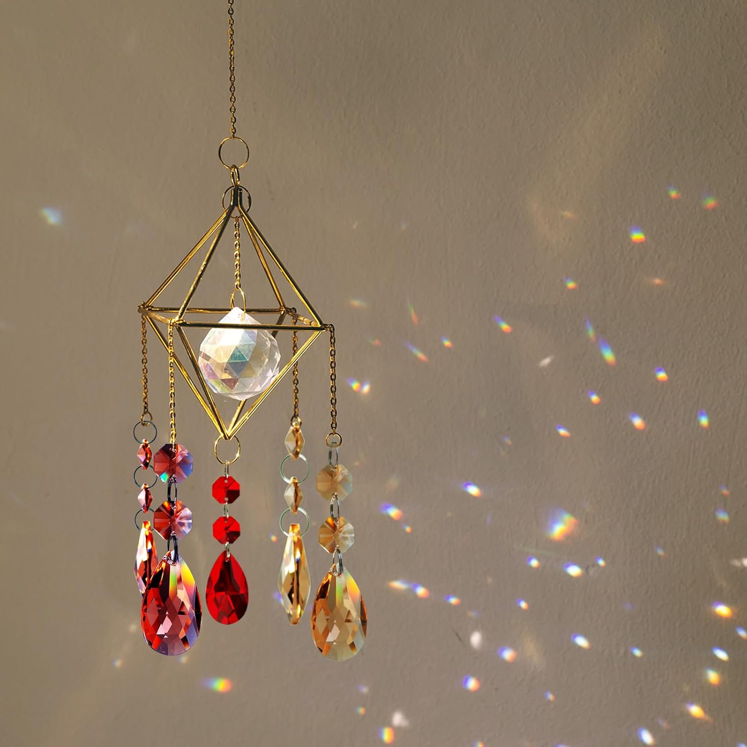 PATIKIL K9 Crystal Octagon Beads 2 Holes Pendants, 60 Pack 14mm Chandelier Prisms Parts Ornaments Hanging Beads for DIY Arts Crafts Decoration, Amber - Image 4