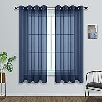 Vista 35 de Cortinas traslúcidas terracota de 84 pulgadas de largo para sala de estar y dormitorio, con ojales, estilo bohemio, aireadas, transparentes, de lino