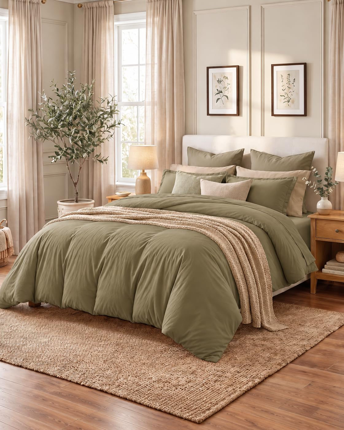 Utopia Bedding Duvet Cover California King Size - 3 Piece with Zipper Closure - 1 Comforter Cover 104X98 Inches &amp; 2 Pillow Shams 20X36 Inches (Khaki) Comforter Not Included