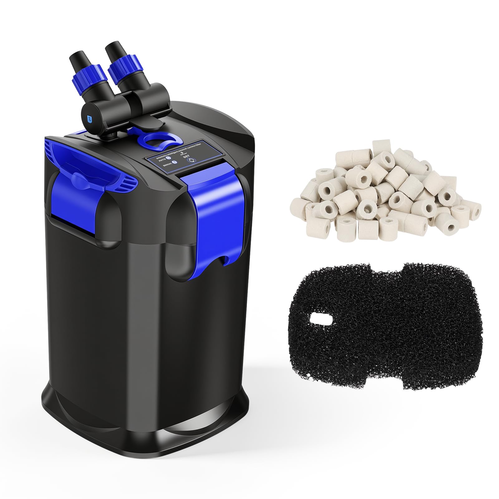 fishkeeper Canister Filters, 800L/H Self-Priming External Fish Tank Filters, 2-Stage Filtration & Ultra-Quiet Canister Filters Up to 45Gal for Fresh & Saltwater Tanks