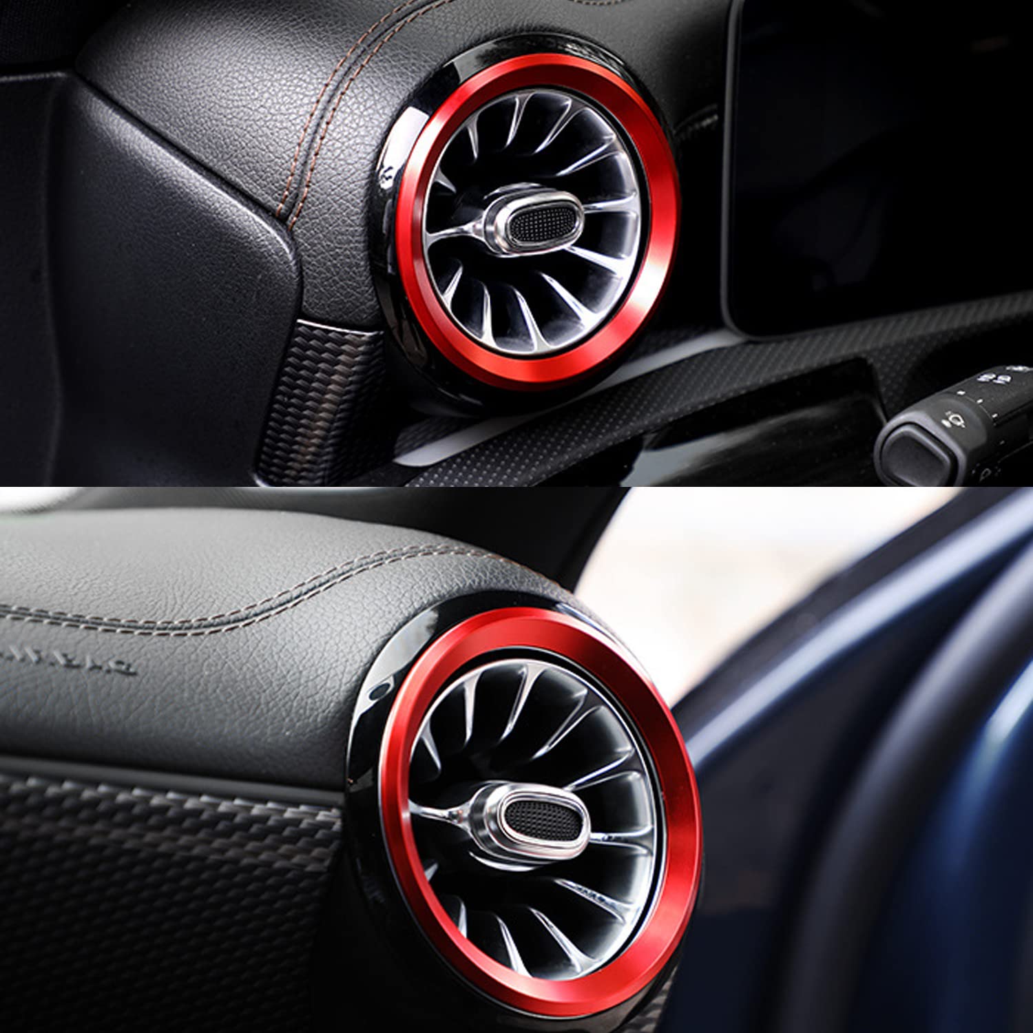 HIGH FLYING für A Klasse W177 V177, CLA C118 X118, GLA H247, GLB X247, B Klasse W247 2019-2023 Interieur Belüftung Gitter Dekor Metall 7 Stück (Rot)