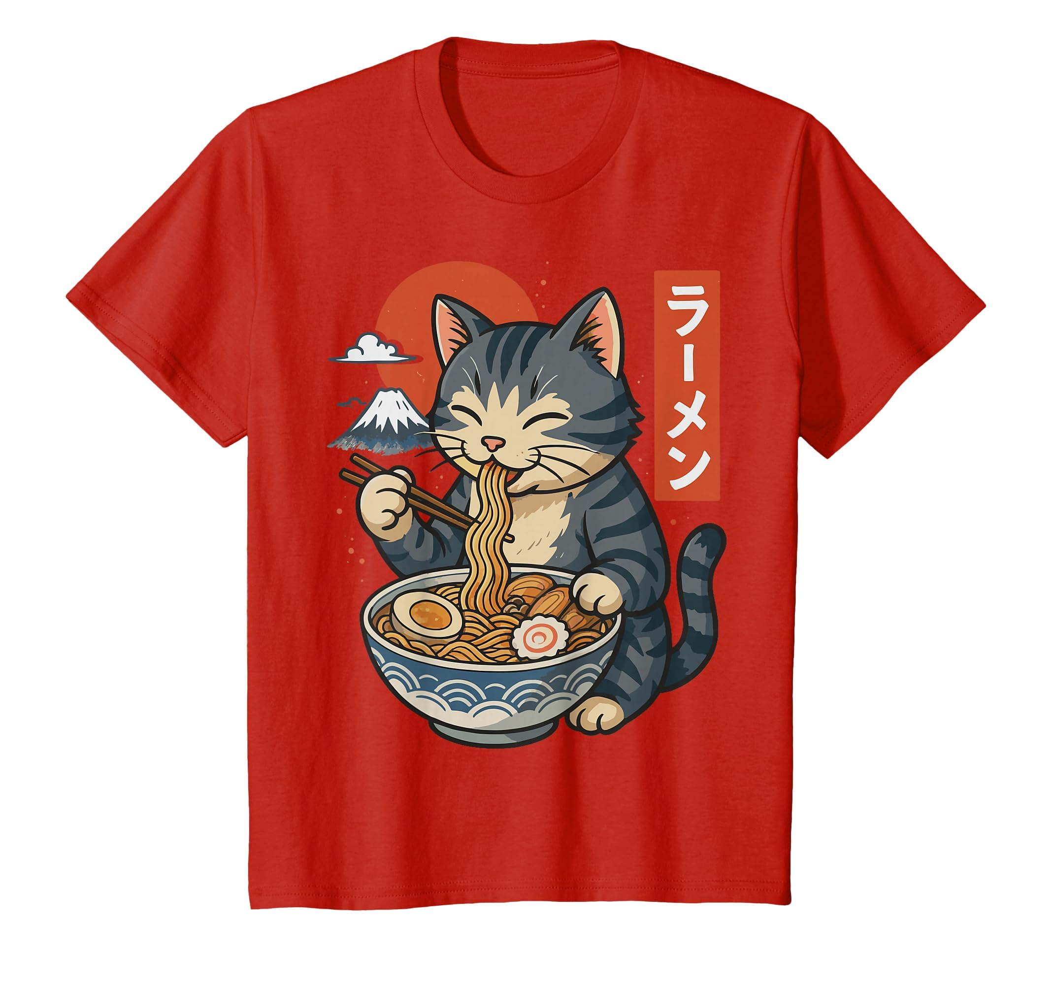Anime Cat Eating Ramen Retro Kawaii Ramen Cat T-Shirt