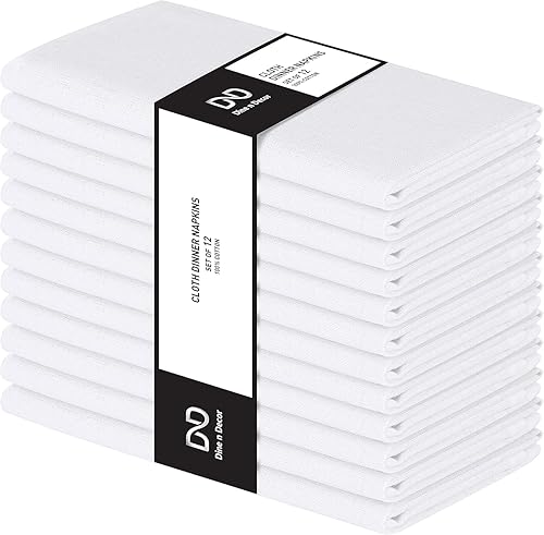 Miniatura 9 de Juego de 12 servilletas de tela de vainica, 100% algodón, suaves, duraderas, lavables, ideales para eventos, bodas, vacaciones, uso diario,