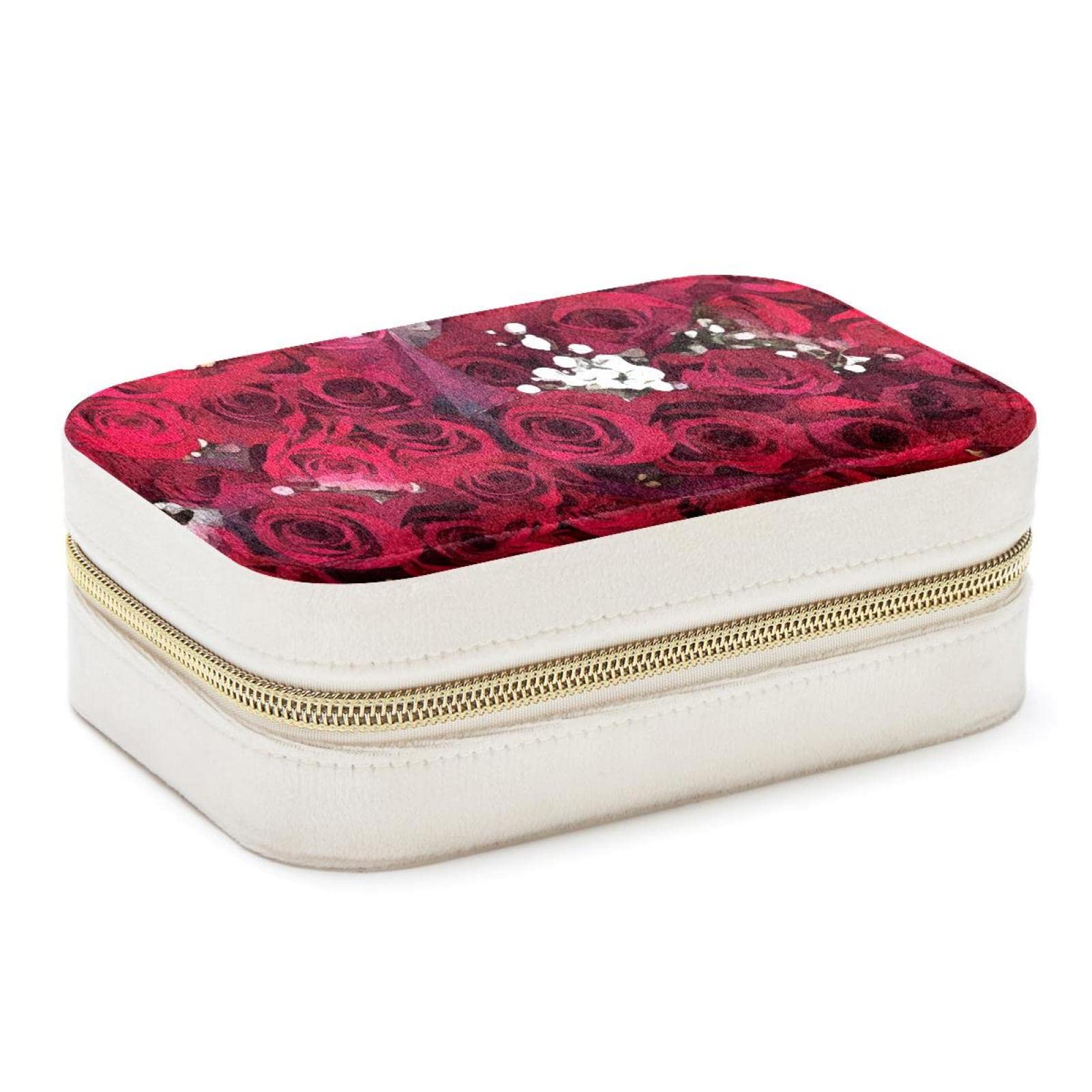 Boîte à bijoux roses rouges transportable pour organiser vos colliers en voyage