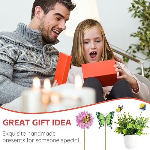 Miniatura 7 de Yanpoake Kit de pintura de diamante de mariposa, 12 piezas, kit de arte de diamantes para decoración de jardín, kits de manualidades para adultos,
