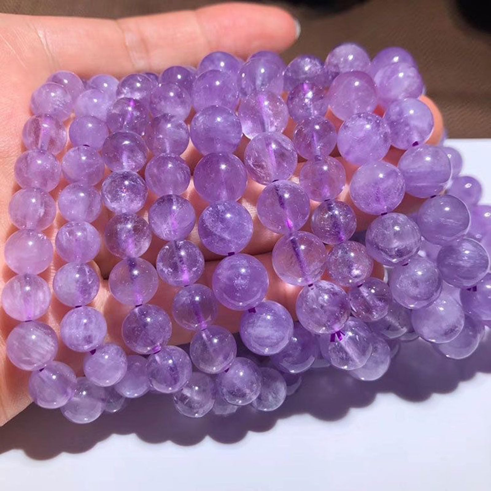 12mm, Heilkristall-Armband für Damen und Herren, natürliches Amethyst-Edelstein-Stretch-Armband, Chakra-Yoga-Perlenquarz-Armbänder, handgefertigte Schmuckgeschenke