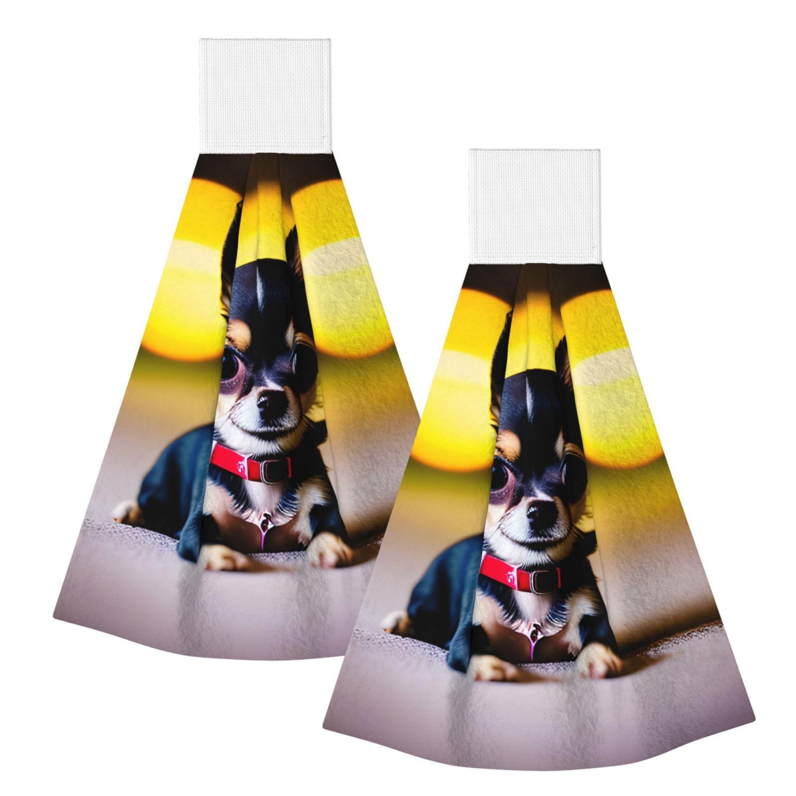 DUWAA Chihuahua Dog Print Hanging Hand Towel Quick Dry Bathroom Towel Soft Kitchen Towel