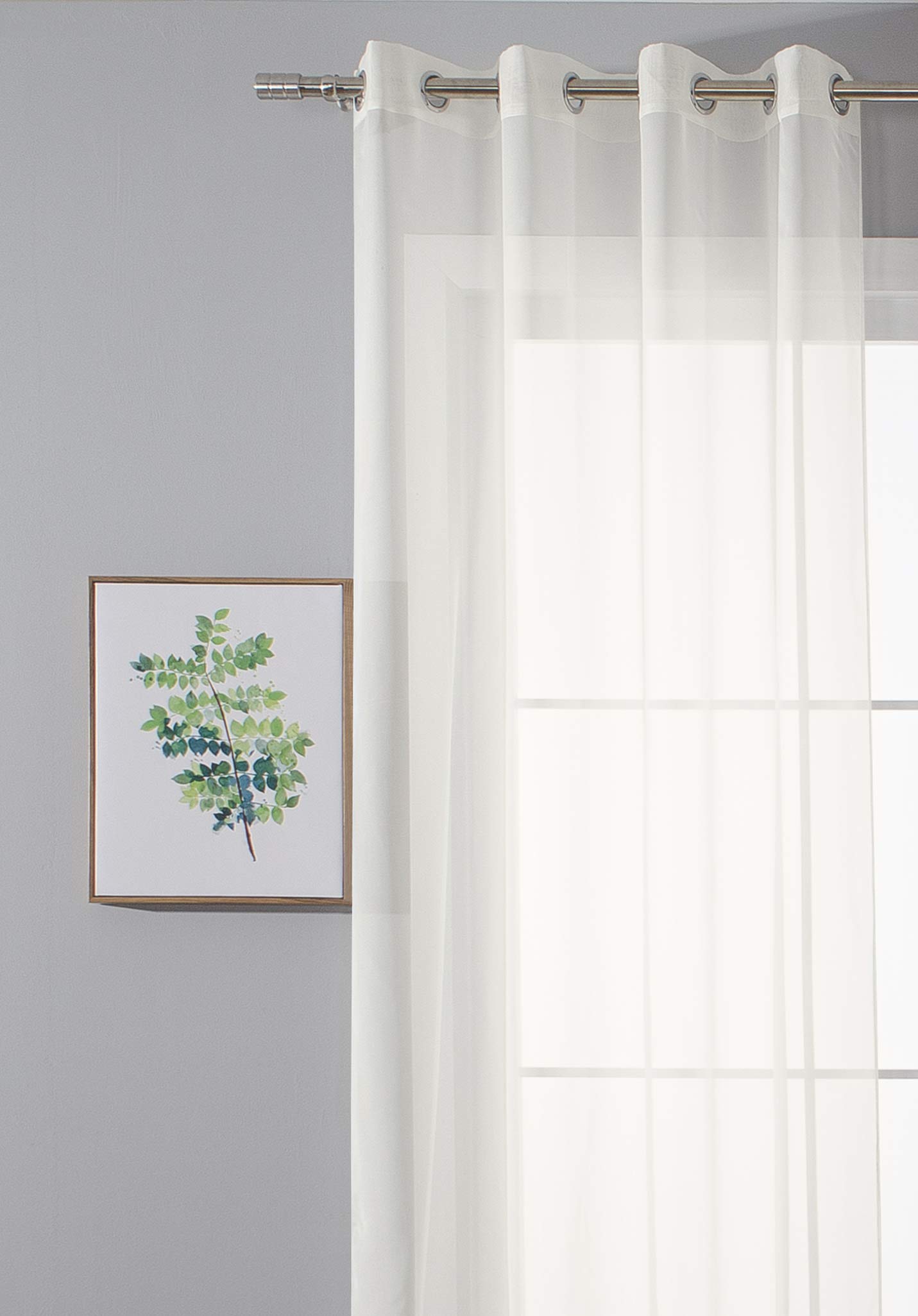 203322 - Set di 2 tende trasparenti con occhielli, chiusura a nastro, 245 x 140 cm (altezza x larghezza), colore: crema, 203322