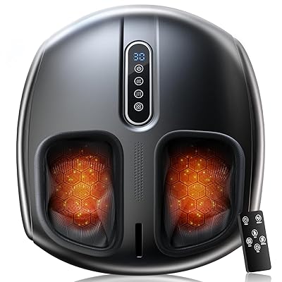 Shiatsu Feet Massager, Foot Massager with Heat, Deep Kneading, Vibration and Air Compression for Plantar Fasciitis, 2 Heat Levels, Birthday Gifts for Women Mom Dad