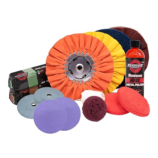 Complete Aluminum Polishing and Sanding Kit for Wheels, Bumpers, Tanks and Any Other Aluminum Or Stainless Surface, 12 Piece Product Bundle