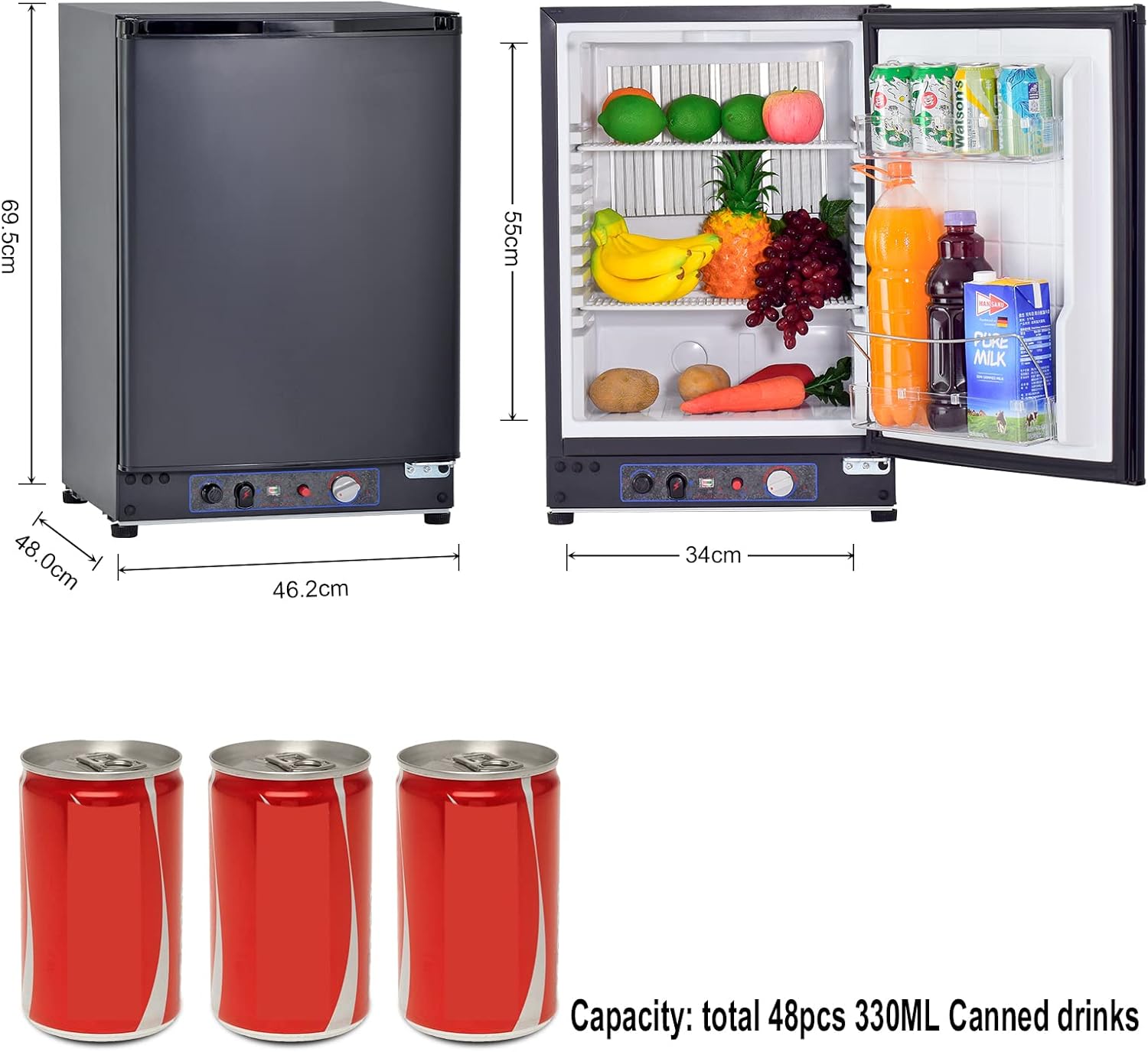 Dimensions diagram of SMETA refrigerator