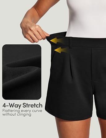 IUGA Dress Shorts for Women High Waisted Dressy Casual Shorts Work Trouser Shorts Pleated Wide Leg Business