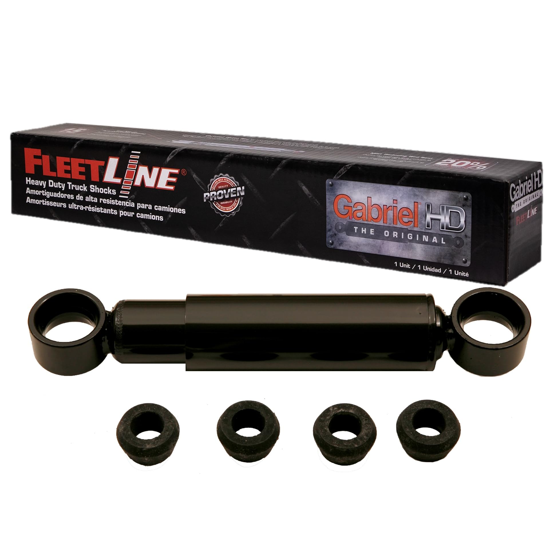 Gabriel 83214 FleetLine HD Truck Front/Rear Shocks Fits Diamond Reo; East Manufacturing Trailers; Reyco Granning; Osterlund Truck; Ottawa; Spartan Motors Motorhome, RV; Tuthill