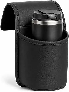 Leather Car Door Cup Holder, Wide-Mouth Drink Organizer (Black) [並行輸入品] | Fits Car Windows & Doors, Adhesive Multi-functional Auto holders Holds Drinks, Phone, Keys, Easy Reach