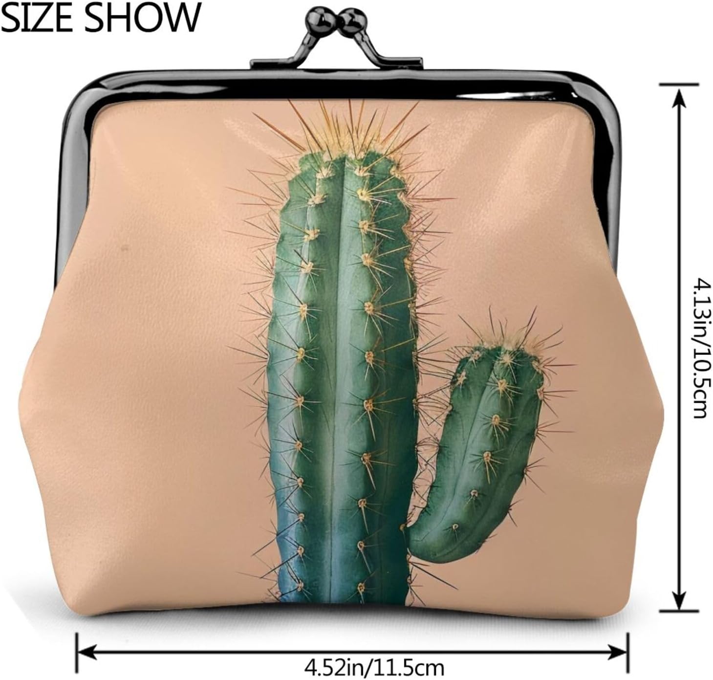 Decorative Potted Plants Printed Coin Purse for Women Cute PU Leather Coin Wallet Mini Coin Purse Pouch with Kiss-Lock