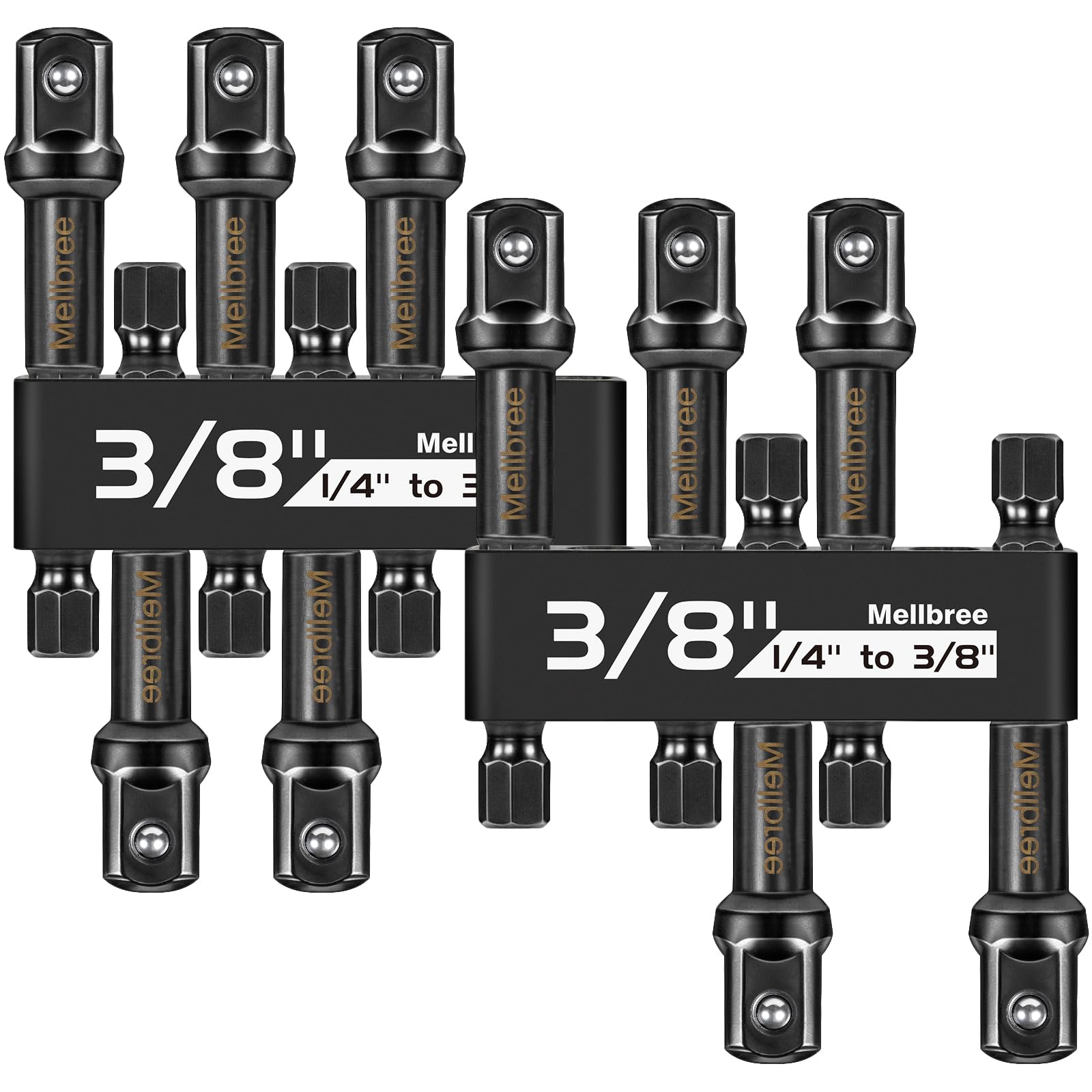 Mellbree 1/4 Hex to 3/8 Impact Socket Adapter 10-Pack for Drill Driver