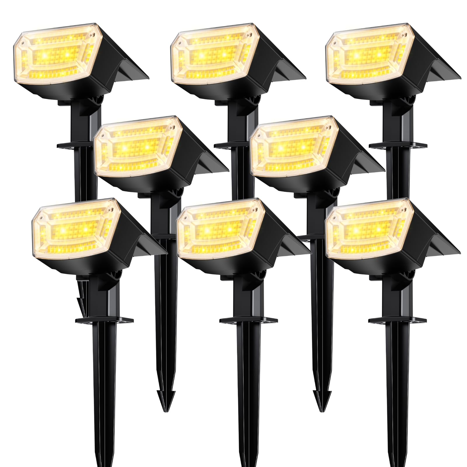 TECKNET Spot Lights Outdoor with 59 LED, 8 Pack Solar Lights Waterproof IP65, Auto On/Off Solar Spot Lights Outdoor, 3 Lighting Modes Solar Powered Garden, 2-in-1 Solars Landscape Light(Warm White)